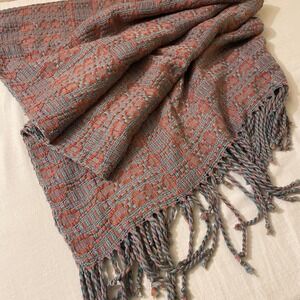 Handwoven Webworks Adriane Nicolaisen Scarf Terracotta Green Artisan Textured